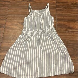 Striped Gray and White Kids Dress
